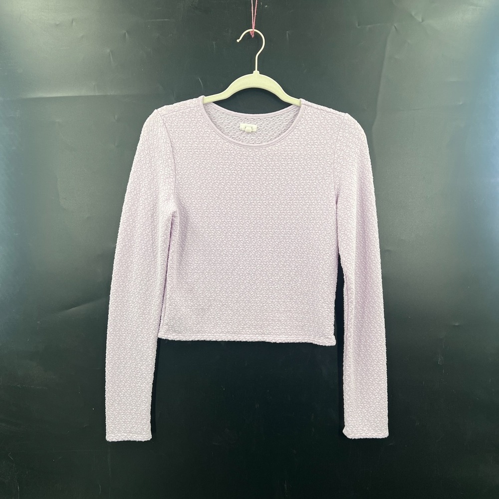 Aerie Lavender retro‎ y2k Long Sleeve popcorn Crop top stretch pastel grunge M